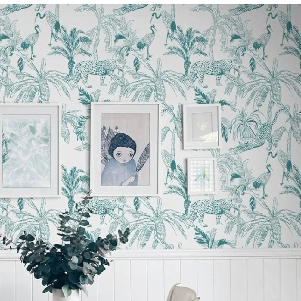 Wallpaper, 2 rolls, renter friendly, tropical & animals